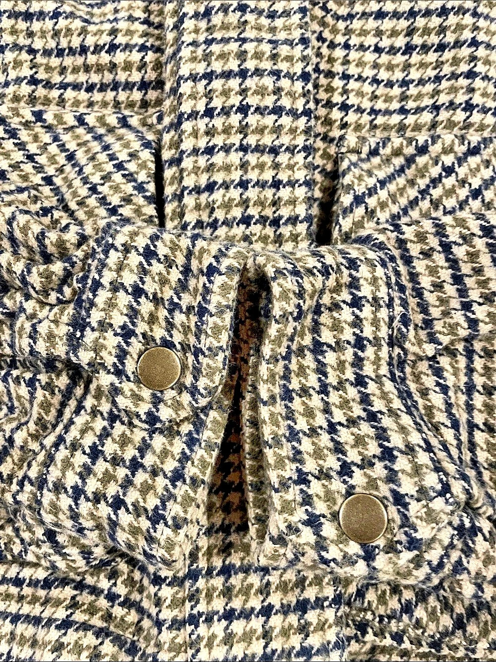 Cropped Lucky Brand Houndstooth Utility Jacket Blue & Cream Medium - Picture 10 of 10